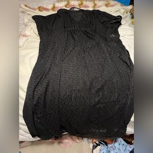 NWT Free People Black Textured Dot Maxi Kaftam Coverup One Size S M L